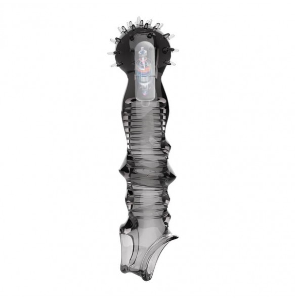 PLEASE ME - Tiger Dragon Vibrating Penis Sleeve (Transparent Black)